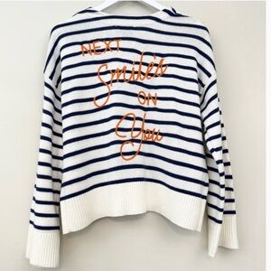 𝐍𝐖𝐓 | Kerri Rosenthal XOKR Stripe Embroidered “Next Smile’s On You“ Sweater